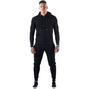 Conjunto Deportivo con Capucha para Hombre, Color Negro, Sudadera con Cremallera y Mangas Largas, con Bolsillos Laterales, Estilo Casual para Otoño, Corte Ajustado - Product Image 2