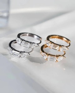 <b>Emerald</b> & Pear Cut Moissanite Diamond Earring 925 Sterling Silver Customized Diamond & Other Diamond Jewelry - Product Image 1