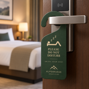 Panneau de porte personnalisé en cuir PU pour hôtel, avec logo en relief, signalisation « Ne pas déranger », fabricant de panneaux de porte pour l'hôtellerie, vente en gros - Product Image 2