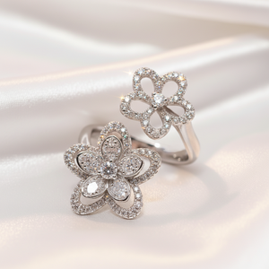 Anillos de Compromiso de Moissanita VVS con Diseño Floral Abierto, Modernos y Personalizados, en Plata de Ley 925, para Mujer, Regalo de Aniversario o Boda - Product Image 5