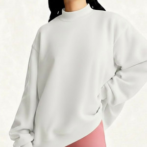 Sudadera Oversize de Cuello Alto para Mujer, Estilo Casual de Invierno, Holgada, de Forro Polar, con Logotipo Frontal Personalizado, Estilo Urbano Minimalista para Uso Diario - Product Image 1