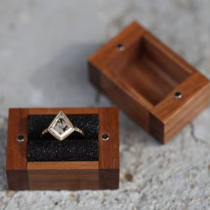 Custom Wood Ring <b>Box</b> Packaging Walnut Luxury Gift Ring Case 3inch Boxing Ring <b>Wedding</b> <b>Box</b> by blossom craft india - Product Image 2