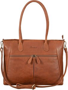 Best Quality Genuine Leather Tote Bag Women Minimalist Style Open <b>Top</b> Large Capacity Casual Daily Use Brown Two Handles For Sale - Product Image 1