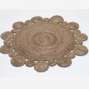 Alfombra Redonda de Yute Hecha a Mano con Diseño de Rayas, Tejida con Tela Ecológica, para Uso en el Hogar y Jardín, Peso Medio, Estilo Liso - Product Image 3