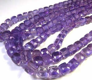Perles d'améthyste rose naturelle de haute qualité, forme carrée, 16 pouces, perles cubiques à facettes avec trou central, 6-8 mm, pour bijoux fantaisie en améthyste - Product Image 2