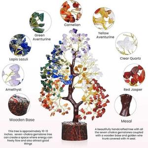Arbre en pierres précieuses sculptées 7 chakras, fait main, éco-responsable, cristal bonsaï, 10-11 pouces, pour la guérison, l'amour et la décoration intérieure, en gros, à vendre - Product Image 5