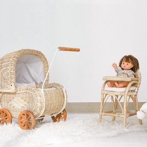 Rattan <b>play</b> high chair pretend highchair <b>doll</b> feeding chairs eco friendly toys for the child - Product Image 4