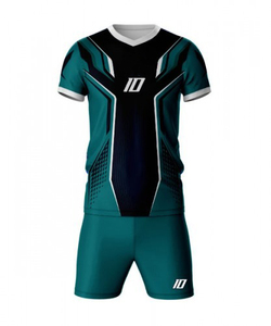 Conjunto de Camiseta de Voleibol Unisex Personalizada, Manga Corta, Degradado Negro y Verde Azulado, Absorbe la Humedad, Antibacteriana, Ajuste Atlético - Product Image 2