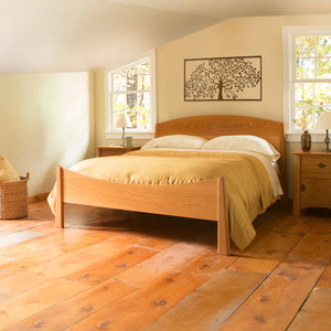 Cama de Plataforma de Madera Maciza de Estilo Moderno de Mediados de Siglo con Cabecera Curva |   Muebles de Dormitorio de Madera de Nogal y Mango Natural - Product Image 6
