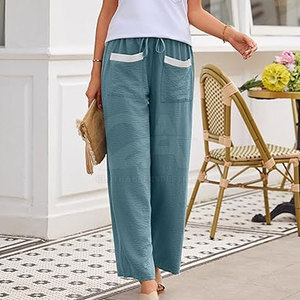Women Trendy <b>Summer</b> Trousers Lightweight Loose Fit Daily Wear <b>Pants</b> Women Cotton Blend <b>Summer</b> <b>Pants</b> Mid Waist Straight Leg - Product Image 3