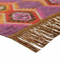 Tapis moderne en laine, motif tribal diamant, coloré, géométrique, tufté à la main, antidérapant, écologique, avec franges, pour