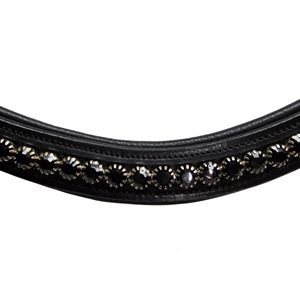 Bandeau de luxe en cuir indien de haute qualité pour cheval, avec logo personnalisé et cristaux, équipement équestre pour l'équitation - Product Image 2