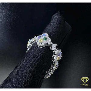 Multicolor Floral Lab Grown Tennis Bracelet in 925 Sterling Silver with Brilliant Cut Stones IGI Certified for <b>Men</b>/Women/Unisex - Product Image 6