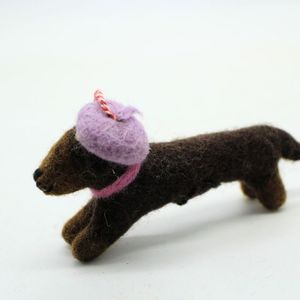 Handmade Felt Dachshund Christmas Ornament Needle Felted Dog Tree Hanging Decoration - Product Image 3