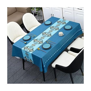New Sky Blue Colour Embroidered Beautiful 100% Organic Cotton Bio Washed Eco Fabric Table Cloths Different Sizes Protectors - Product Image 5