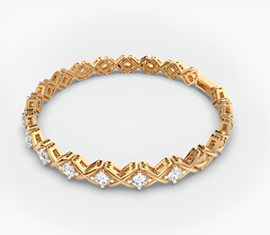 Pulsera de tenis de oro rosa de 14K con diamantes redondos brillantes cultivados en laboratorio, diseño de cruz XO y círculo, moderna, regalo de boda - Product Image 2