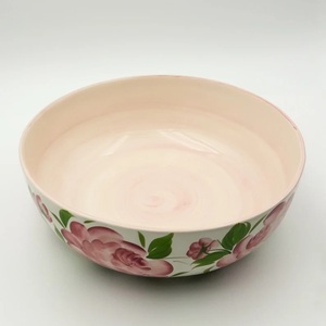 Elegant Ceramic Serving Bowl with Handpainted Rose Artwork Wide Deep Design and Luxury Tabletop Presentation - Product Image 2
