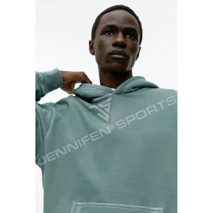 Sweat à capuche décontracté pour homme en coton 100% avec cordon de serrage, logo personnalisé, tissu polaire respirant et séchage rapide - Product Image 3