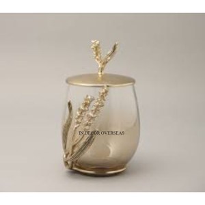 White Gold Metal Flower Glass Food <b>Storage</b> Jars Modern Design Dishwasher Safe Customizable Shape Home Decor Wedding Centerpiece - Product Image 2