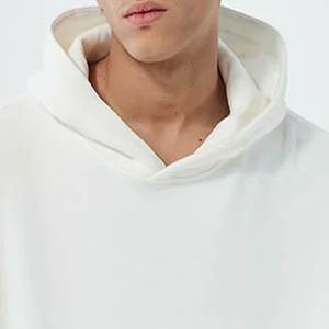 Sudadera con Capucha Blanca Extra Grande para Hombre, 100% Algodón Felpa, Color Sólido Informal, Corte Regular, Hombros Caídos - Product Image 3