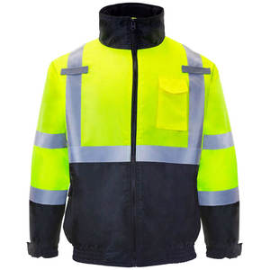 เสื้อแจ็คเก็ตนิรภัยสีเขียวสะท้อนแสงสำหรับงานจราจร ป้องกันริ้วรอย พร้อมระบบตรวจจับเข็ม  ผลิตจากโพลีเอสเตอร์ - Product Image 1