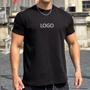 <b>Men's</b> Black Short Sleeve Casual T-<b>Shirt</b> Front Logo Print Quick Dry Polyester Summer Wear V-Neck - Product Image 1