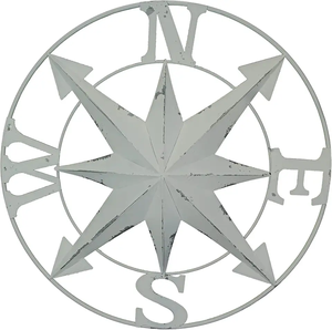 Rose de l'indicateur d'orientation en métal à suspendre pour décoration intérieure et extérieure, art mural nautique - Product Image 1