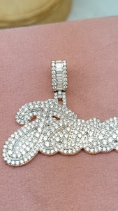 Custom Iced Out Name <b>Pendant</b> in <b>Solid</b> White <b>Gold</b> Hip Hop Diamond Letter <b>Pendant</b> Lab Grown Diamond Personalized Jewelry Gift - Product Image 2
