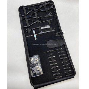 Pince à extensions capillaires en acier noir mat durable, anti-rouille, pour micro-perles, outil réutilisable, avec pochette de rangement - Product Image 4