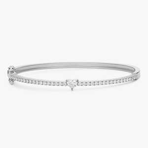 Diamond Bangles <b>Bracelet</b> Wholesale 14k 18k Solid Gold Heart Round Lab Grown Diamond Prong Set Double Security <b>Stacking</b> <b>Bracelets</b> - Product Image 1