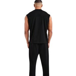 Mens <b>Black</b> Sleeveless <b>Tank</b> <b>Top</b> Gym Workout Shirt Athletic Fitness Training Sportswear Bodybuilding Running Casual Activewear - Product Image 4