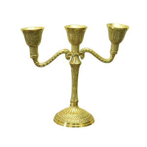 Candelabro de Latón Vintage, Portavelas Cónicas, Candelabros de Metal Nórdicos de 3 Brazos para Sala de Estar, Decoración de Mesa Festiva - Product Image 4