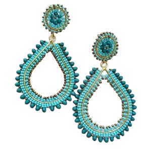 ต่างหูผ้าปักลายและประดับลูกปัด ต่างหูแบบหลายเม็ดลูกปัดสั่งทำ ต่างหูสำหรับผู้หญิง เครื่องประดับงานเทศกาล ราคาดีที่สุด ต่างหูลูกปัด - Product Image 1