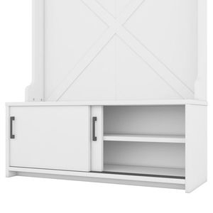 White Hall Tree Coat Rack with 5 <b>Hooks</b> and Storage Bench Entryway Bench with Drawer <b>Display</b> Shelf for Hallway - Product Image 1