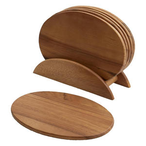 Assiettes de service en bois Offre Spéciale Lot de 6 assiettes en bois d'acacia naturel avec support Ensemble de vaisselle Usage quotidien Dessert Apéritif Plateaux - Product Image 5