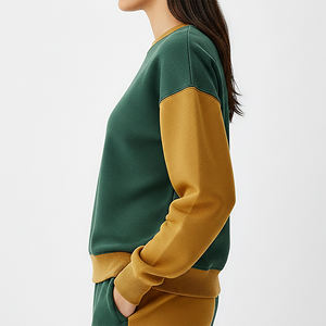 Sudadera de Mujer al por Mayor, Personalizada, Tallas Grandes, con Bloques de Color, Logotipo Impreso Personalizado, 100% Algodón, Cuello Redondo - Product Image 2