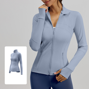 Factory Seamless 4 Way Stretch Active <b>Jacket</b> Women High Collar Zip Up Second Skin Feel Running <b>Workout</b> Long Sleeve Top - Product Image 6