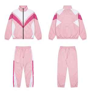 Custom Men's Color Block <b>Nylon</b> Windbreaker Tracksuit Embroidery Zip Up Jacket And <b>Jogger</b> Pants Set Sportswear Manufacturer - Product Image 1