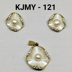 ชุดจี้เปลือกหอยมุกน้ำจืด ชุดมุกเปลือกหอยมุกเคลือบทอง ขายส่ง - Product Image 4