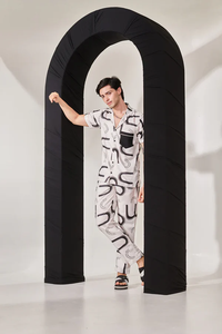 Chemise Homme Manches Courtes en Mélange de Coton Blanc à Motif Imprimé Décontractée Boutonnée Coupe Slim pour l'Été, le Streetwear, le Bureau, les Fêtes et le Quotidien - Product Image 4