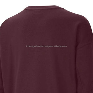 เสื้อสเวตเชิ้ตแขนยาวคอกลมสีเบอร์กันดีสำหรับผู้หญิง เสื้อถักสีพื้นแบบลำลอง ใส่ได้ทุกฤดูกาล - Product Image 3