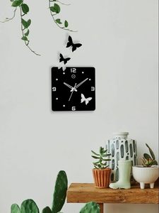 Butterfly Acrylic Wall <b>Clock</b> Square Silent <b>Battery</b> Operated Decorative Timepiece for Living Room Home Decor - Product Image 1
