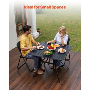 Tavolo da Pranzo da Esterno Quadrato in Metallo da 37 Pollici con Doghe in Acciaio, Resistente alle Intemperie, con Foro per Ombrellone da 1,5 Pollici - Product Image 2