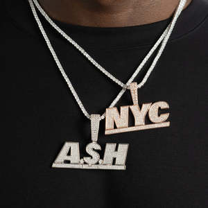 Custom <b>Letter</b> Iced Out Pendant <b>Necklace</b> for Men 925 Sterling <b>Silver</b> Moissanite Diamond Tennis Chain Hip Hop Jewelry - Product Image 1