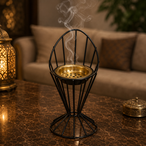 Solid Wooden Metal Oud Burner Modern Eco Friendly Arabic Bakhoor Burner Polish Finished Incense Holder Luxury <b>Eid</b> <b>Gift</b> Wholesale - Product Image 4