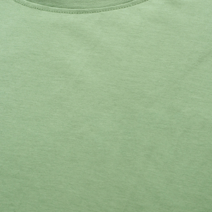 Camiseta de Manga Corta para Hombre, Cuello Redondo, Algodón Verde Claro, Corte Regular, Estilo Jersey, Color Sólido - Product Image 4