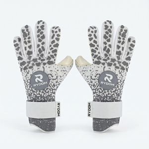 Gants de gardien de but en latex blanc et gris RYDOM avec sangle de poignet réglable, antidérapants et respirants - Product Image 3