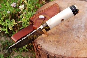 Professional Hunting <b>Knife</b> with Natural <b>Bone</b> <b>Handle</b> | Hand Forged Damascus Steel Bushcraft Camping <b>Knife</b> - Product Image 3