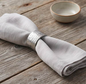 Round Stainless Steel <b>Napkin</b> Ring Hammered Design <b>Silver</b> Color Metal <b>Napkin</b> Holder For Table Decoration - Product Image 5
