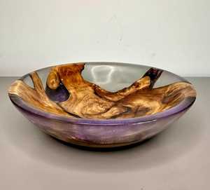 Tazón para Ensalada Expandible de Madera Natural y Resina, Hecho a Mano, Ecológico, Estilo Costero, de Buena Calidad para Uso en el Hogar y Restaurantes - Product Image 1